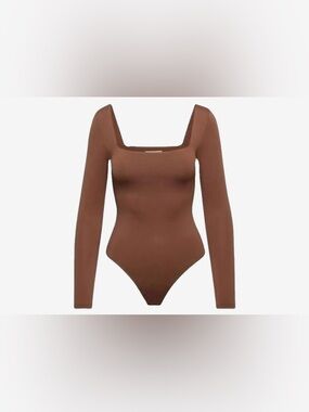 Aritzia Brown Long Sleeve Square Neck Bodysuit